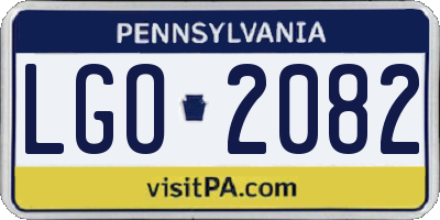 PA license plate LGO2082