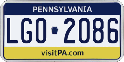 PA license plate LGO2086