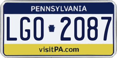 PA license plate LGO2087