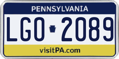 PA license plate LGO2089