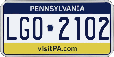 PA license plate LGO2102