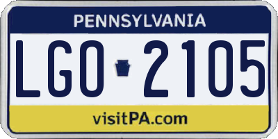 PA license plate LGO2105