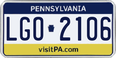 PA license plate LGO2106