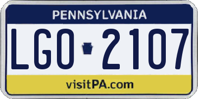 PA license plate LGO2107
