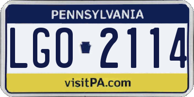 PA license plate LGO2114