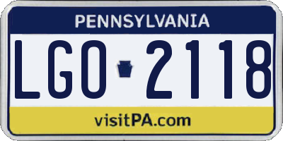 PA license plate LGO2118