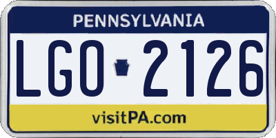 PA license plate LGO2126