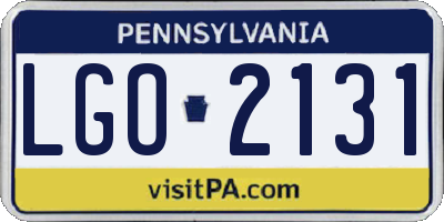 PA license plate LGO2131