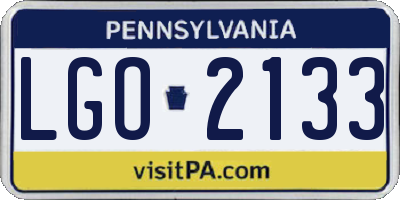 PA license plate LGO2133