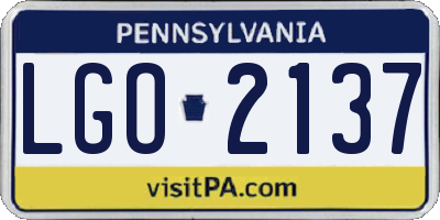 PA license plate LGO2137