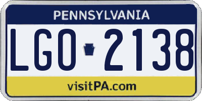 PA license plate LGO2138