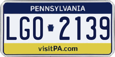 PA license plate LGO2139
