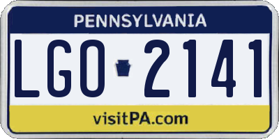 PA license plate LGO2141