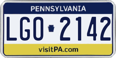 PA license plate LGO2142