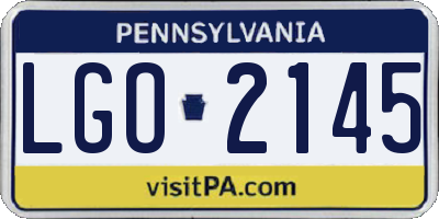 PA license plate LGO2145