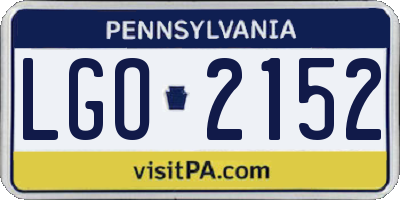 PA license plate LGO2152