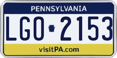PA license plate LGO2153