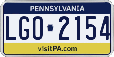 PA license plate LGO2154