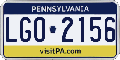 PA license plate LGO2156