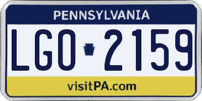PA license plate LGO2159