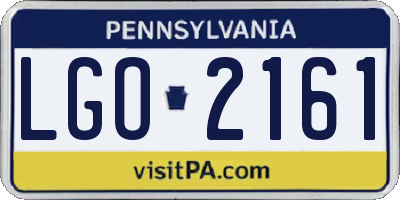 PA license plate LGO2161