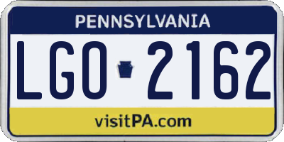 PA license plate LGO2162