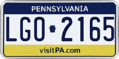 PA license plate LGO2165