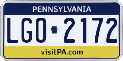 PA license plate LGO2172