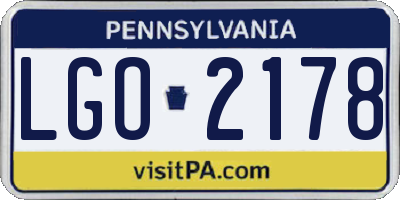 PA license plate LGO2178