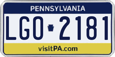 PA license plate LGO2181