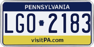 PA license plate LGO2183
