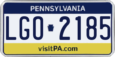PA license plate LGO2185