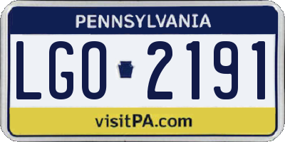 PA license plate LGO2191