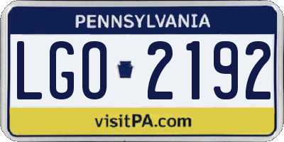 PA license plate LGO2192