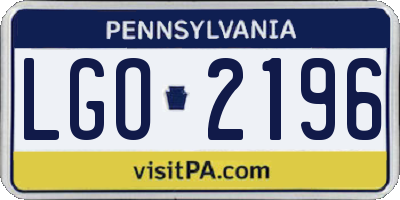 PA license plate LGO2196