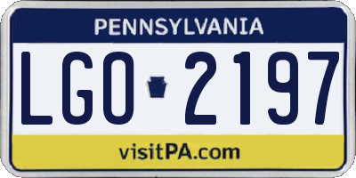 PA license plate LGO2197