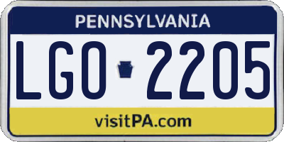 PA license plate LGO2205