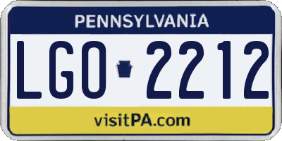 PA license plate LGO2212