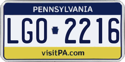 PA license plate LGO2216