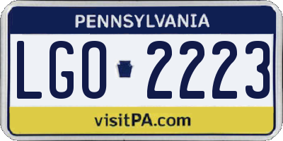 PA license plate LGO2223