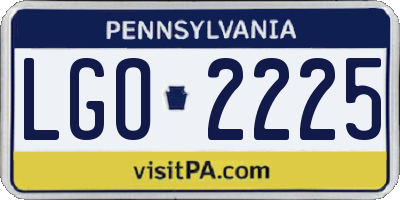 PA license plate LGO2225