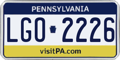 PA license plate LGO2226