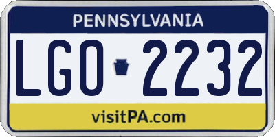 PA license plate LGO2232