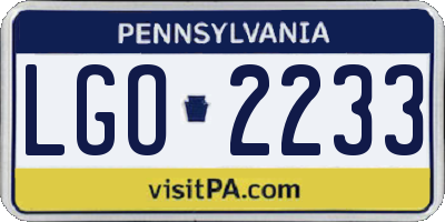 PA license plate LGO2233