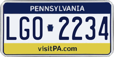 PA license plate LGO2234