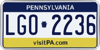 PA license plate LGO2236