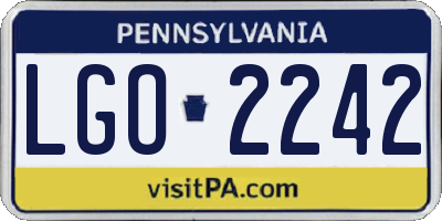PA license plate LGO2242