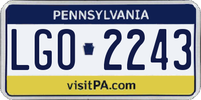 PA license plate LGO2243