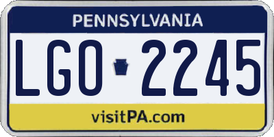 PA license plate LGO2245
