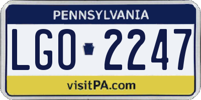 PA license plate LGO2247